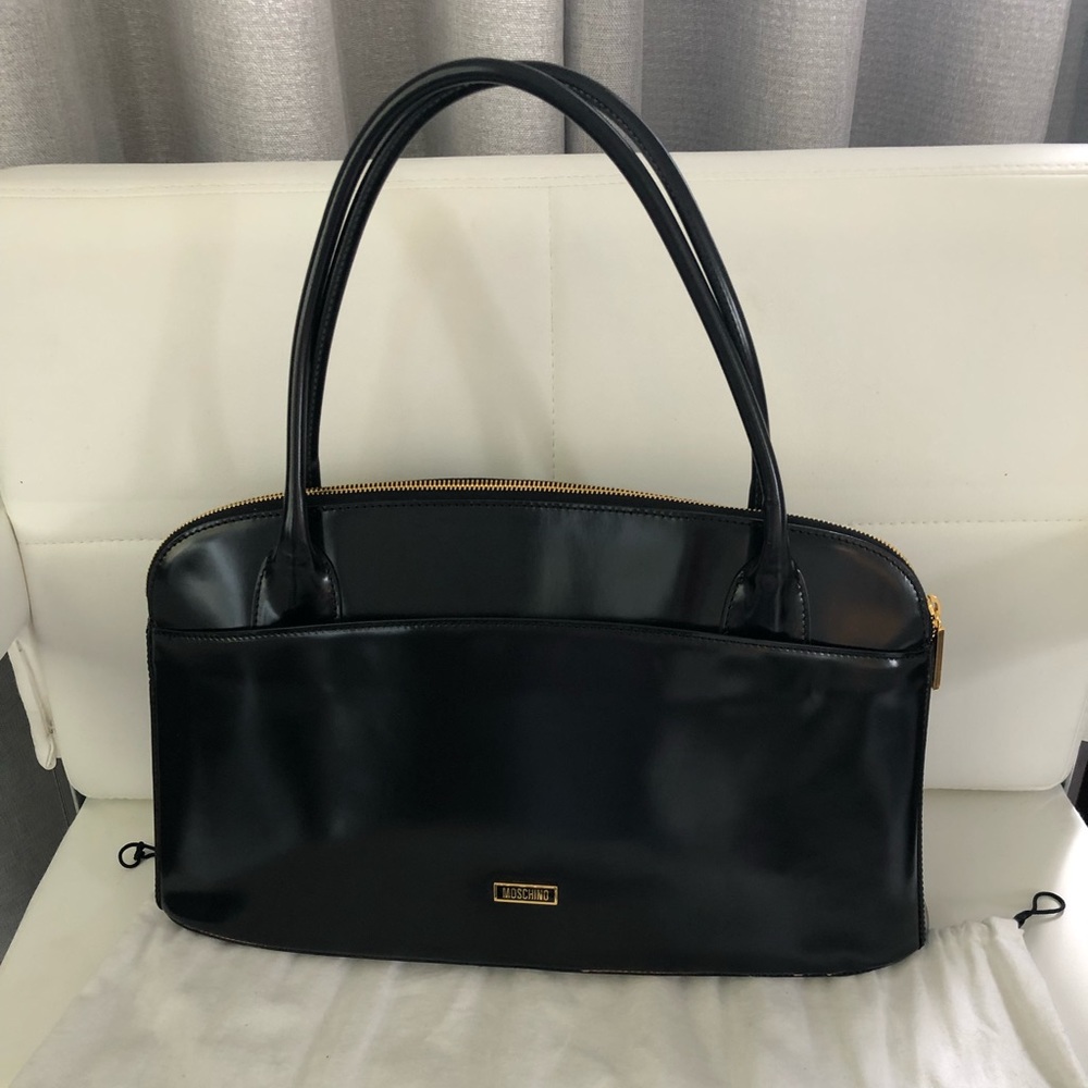 Moschino Black Leather Hand Bag